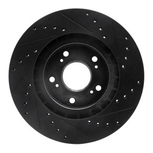 Acura NSX Brake Rotor (1) - Rear Left - R1 Concepts - Drilled & Slotted - Black - `97-`05